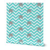 Baby Elephants in Aqua