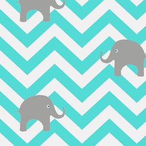Baby Elephants in Aqua