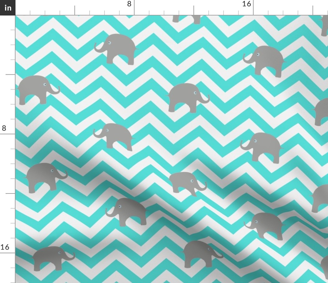 Baby Elephants in Aqua