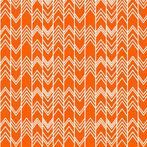 Fall Orange Ikat Ziggy - Orange Chevron Herringbone 