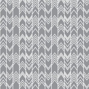 Grey Ikat Ziggy - Grey Chevron Herringbone 