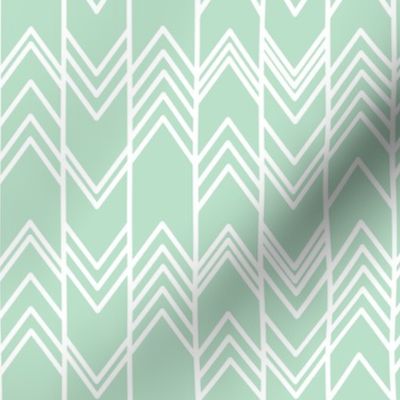 Mint Ikat Ziggy - Mint Chevron Herringbone 