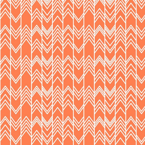 Fall Coral Ikat Ziggy - Coral Chevron Herringbone 