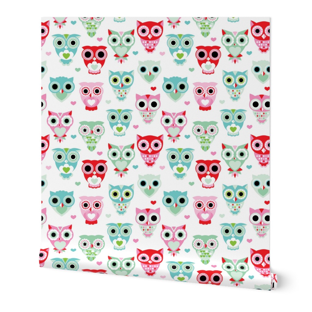 Pastel owls bird lovers illustration pattern for girls