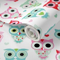 Pastel owls bird lovers illustration pattern for girls