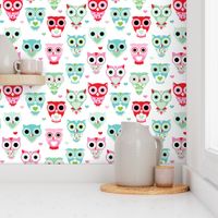 Pastel owls bird lovers illustration pattern for girls