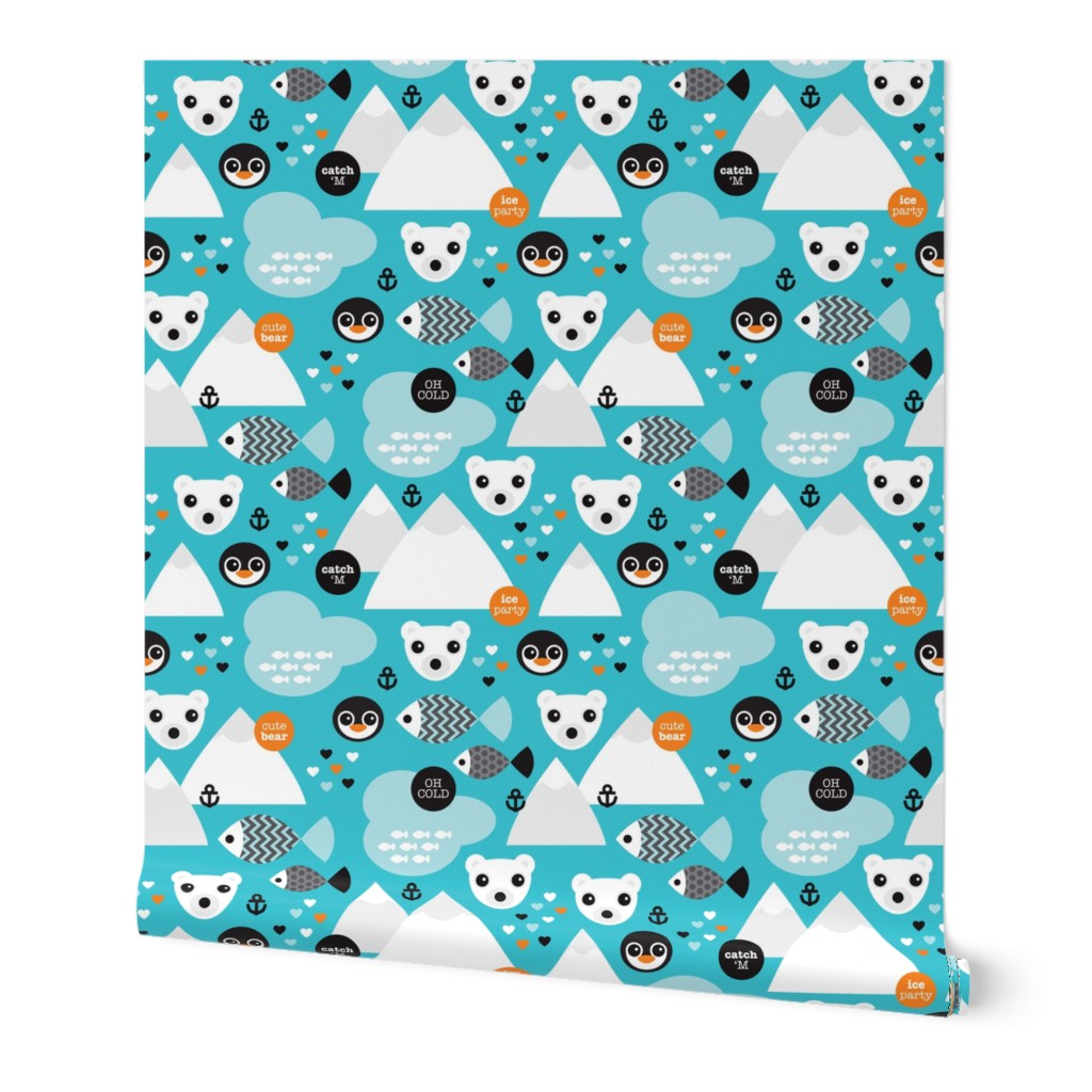 Penguin and polar bear arctic illustration winter design for kids