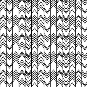 Black and White Ikat Ziggy - Monochrome Herringbone