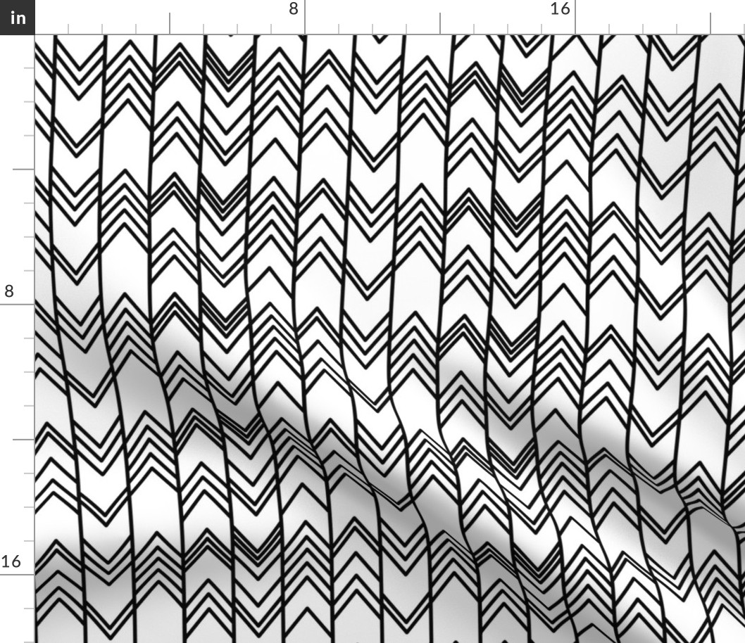 Black and White Ikat Ziggy - Monochrome Herringbone