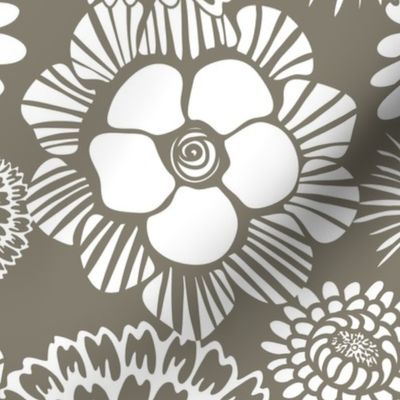 Festibloom - Modern Floral Taupe Brown