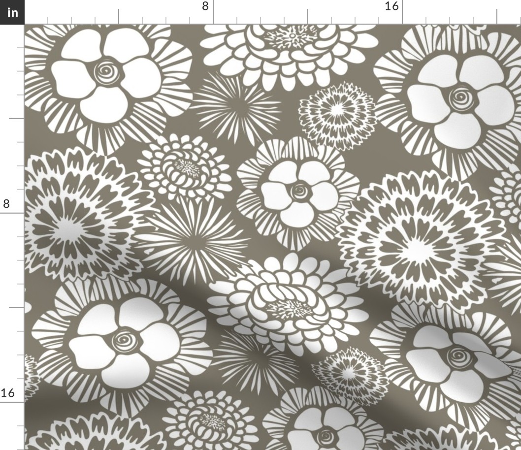 Festibloom - Modern Floral Taupe Brown