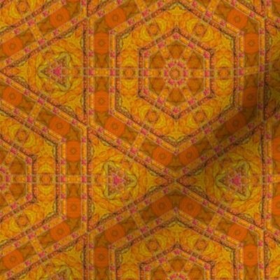 Orange Textured Hexagon Tile © Gingezel™ 2014