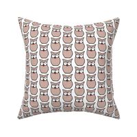 Cozy Fall Owls Red Striped Ticking on White