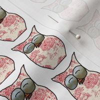 Cozy Fall Owls, Red Toile on White