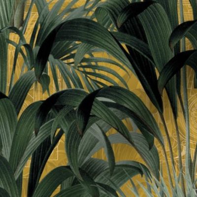 art deco palms on yellow 