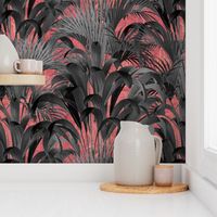 art deco palms grey on pink