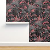 art deco palms grey on pink