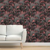 art deco palms grey on pink