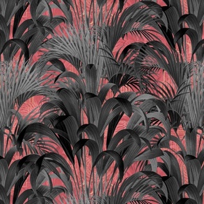 art deco palms grey on pink