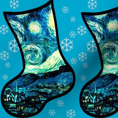 Christmas Stockings Van Gogh's Starry Night Easy Cut and Sew DIY Sewing Project