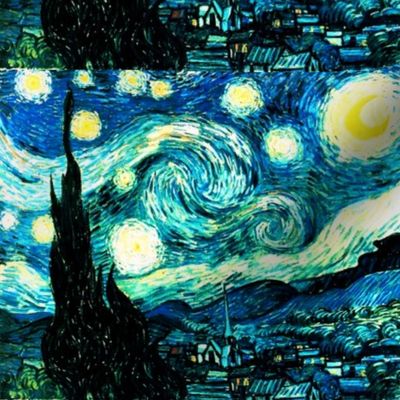 Van Gogh's Starry Night {bright teal colorway}