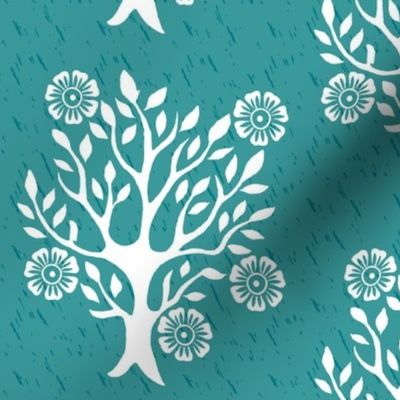 5-Flowers with white tree stamp-3 - Spring - white-MED-BLUEGREEN