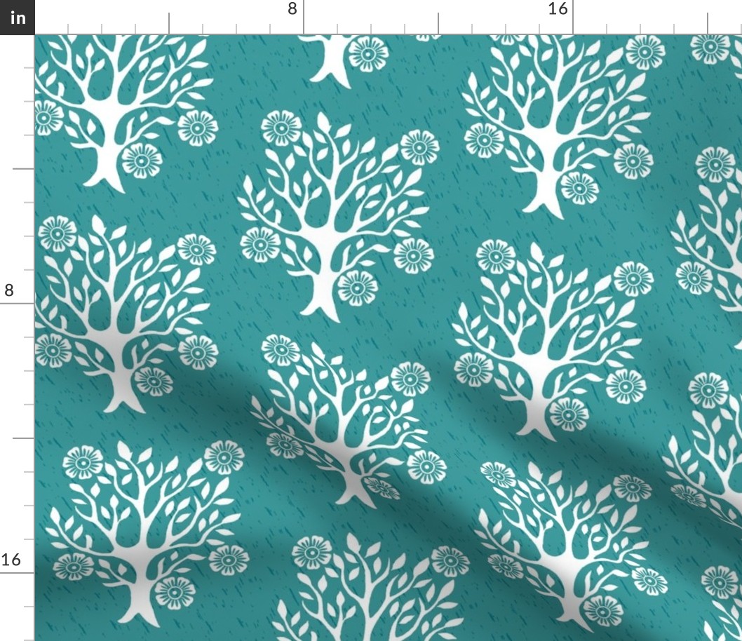 5-Flowers with white tree stamp-3 - Spring - white-MED-BLUEGREEN