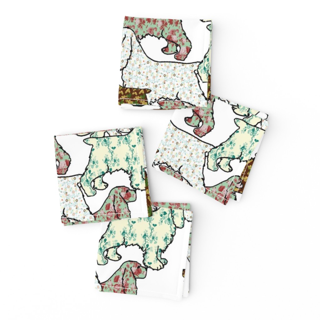 Floral patterned Cocker Spaniels fabric