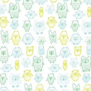 tetris owls in greens