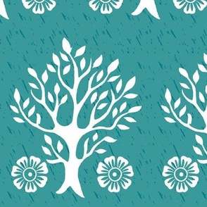 2Flowers - white tree stamps-2 - Garden - white-MED-BLUEGREEN