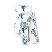 White tree stamp fabric5 - Orchard - dk-blue-WHITE