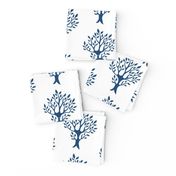 White tree stamp fabric5 - Orchard - dk-blue-WHITE