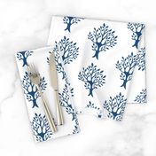 White tree stamp fabric5 - Orchard - dk-blue-WHITE