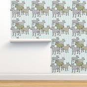 bull Terriers Floral Patterned Fabric