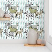 bull Terriers Floral Patterned Fabric