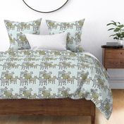 bull Terriers Floral Patterned Fabric