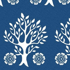 2Flowers - white tree stamps-2 - Garden - white-DK-BLUE