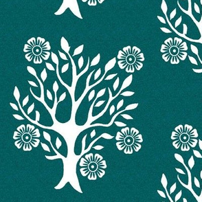 5Flowers - white-tree-stamps-3 - Spring - white-DK-BLUEGREEN