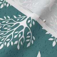 Tree-stamp-fabric1 - Linen teatowel - white-MED-BLUEGREEN - rotate