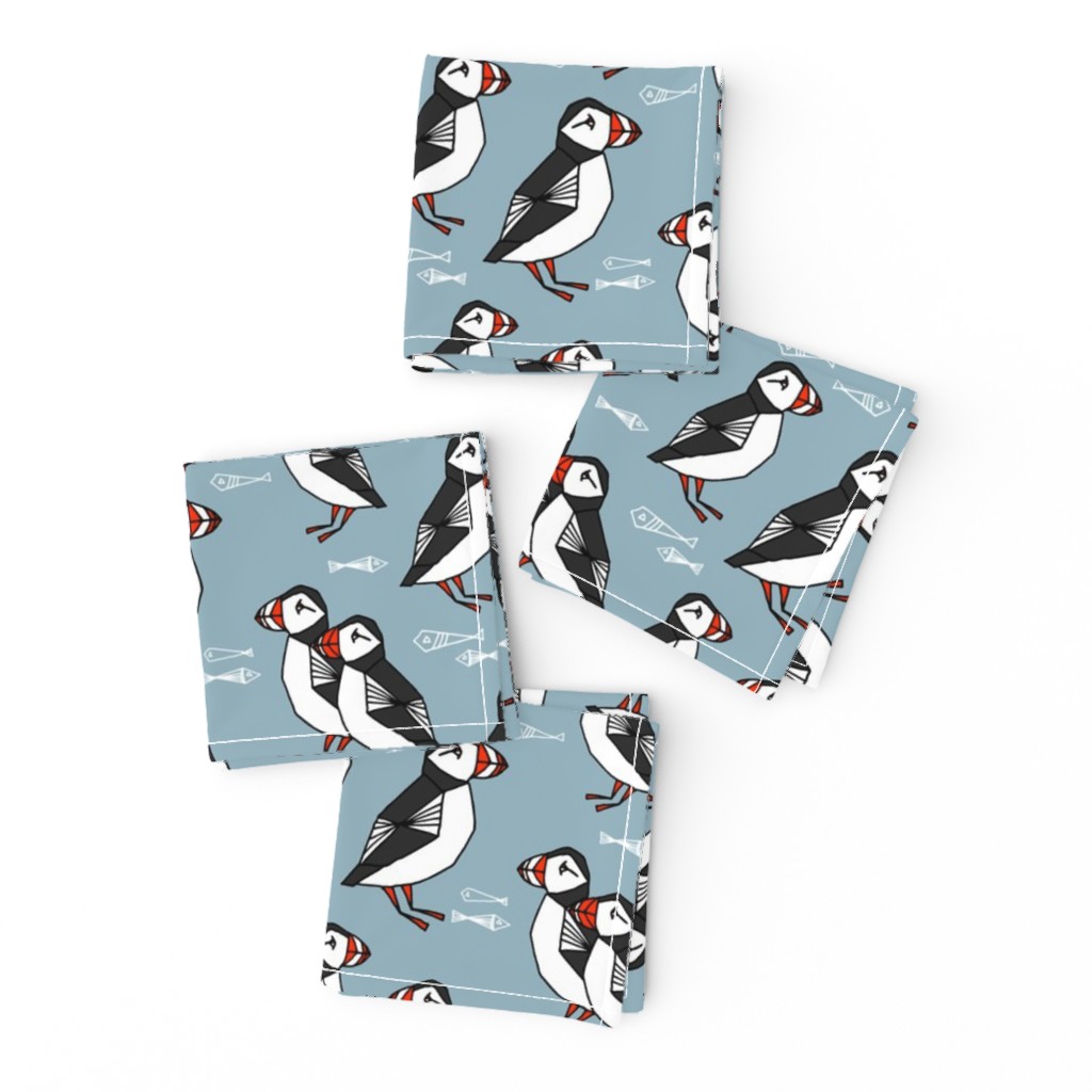 puffin // bird birds puffins blue kids animals fabric