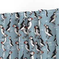 puffin // bird birds puffins blue kids animals fabric