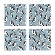 puffin // bird birds puffins blue kids animals fabric