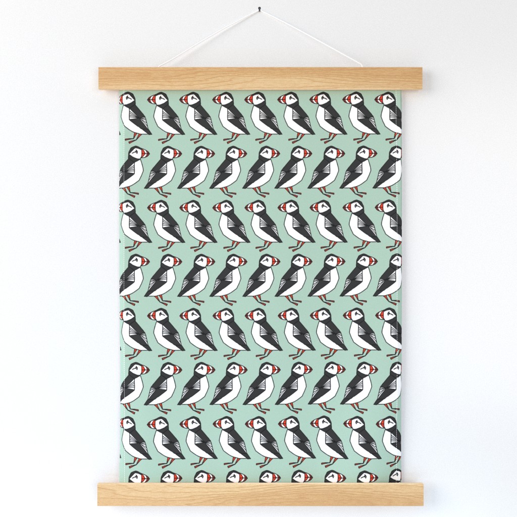 puffins // mint blue birds cute scotland winter birds