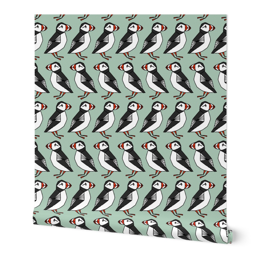 puffins // mint blue birds cute scotland winter birds