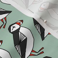 puffins // mint blue birds cute scotland winter birds