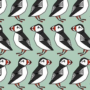 puffins // mint blue birds cute scotland winter birds