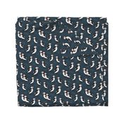 puffins // dark navy blue puffins fabric birds bird