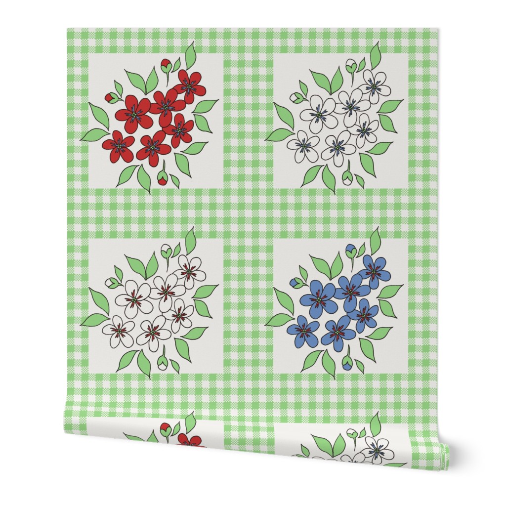 framed_flowers_and_gingham_in_green