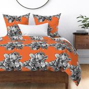 HibiscusLine_PillowFabric_Tangerine