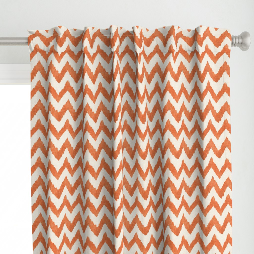 Tangerine and Linen Watercolor Ikat Chevron